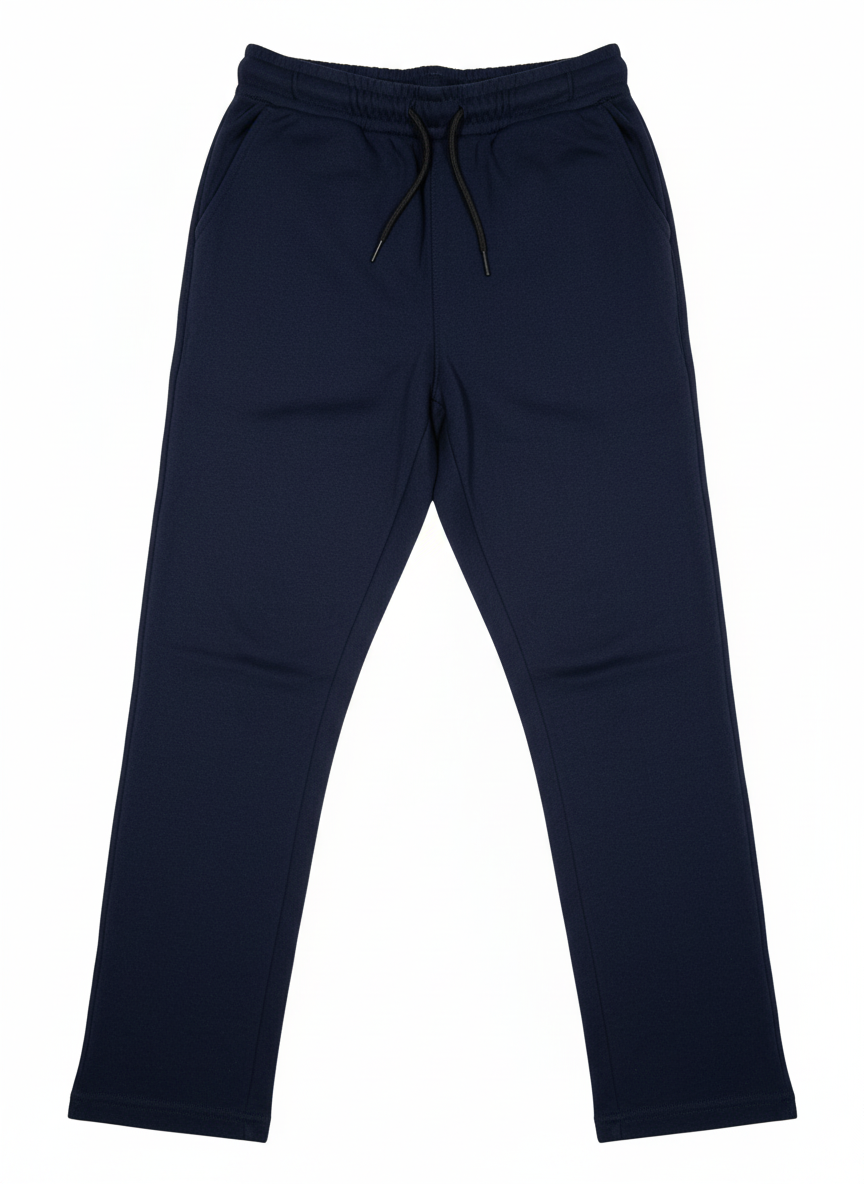 Classic Navy Blue Performance Knit Joggers / Casual Knit Trousers