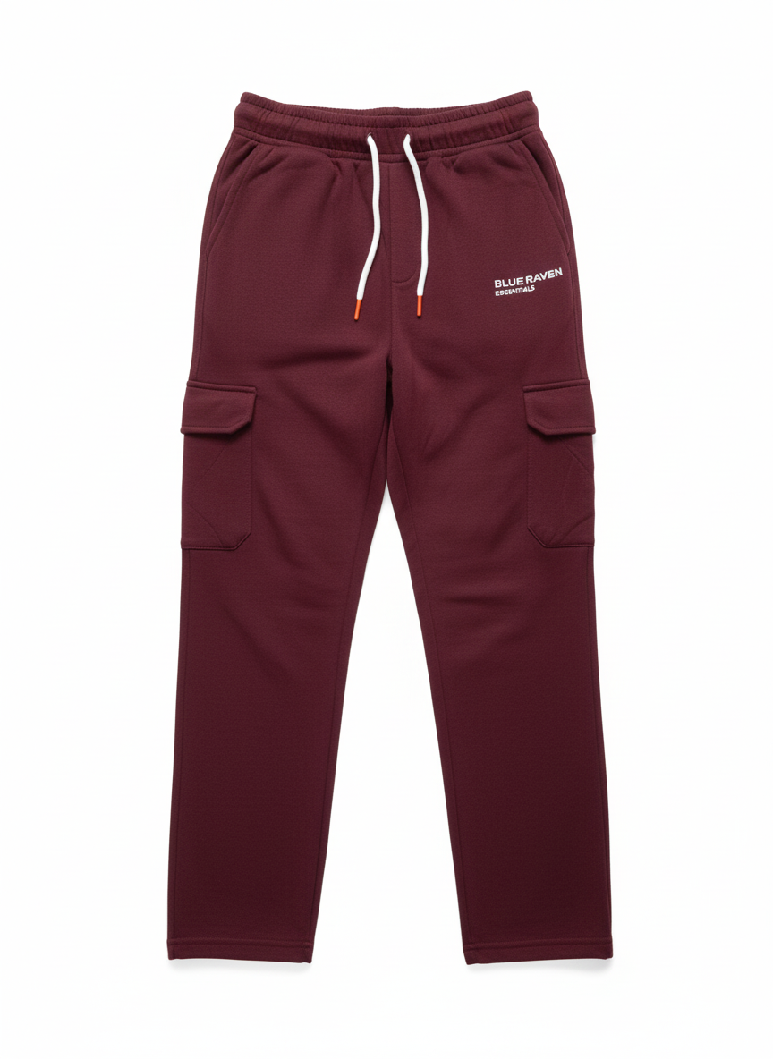 Blue Raven Essentials Burgundy  Cargo Joggers / Trouser