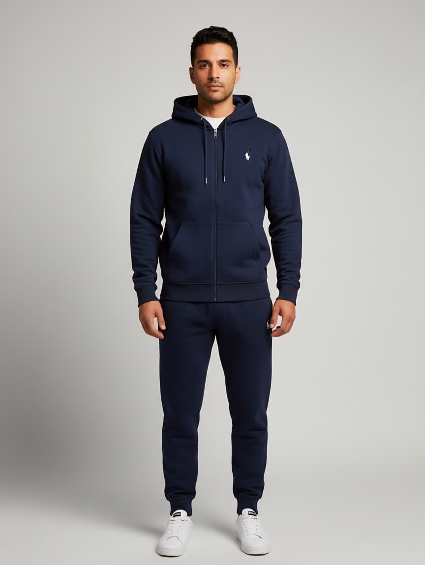 Plo Navy Blue e Full Zip Hoodie & Jogger Tracksuit Set