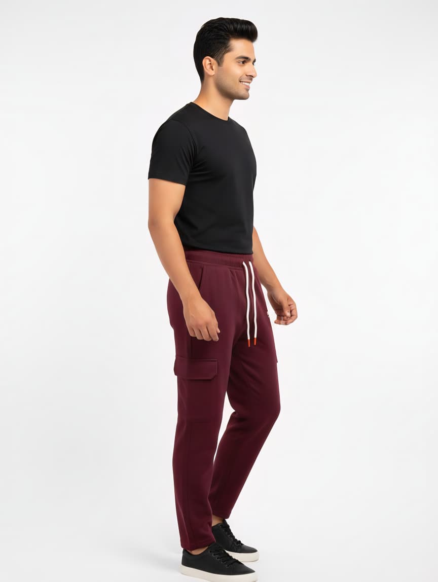 Blue Raven Essentials Burgundy  Cargo Joggers / Trouser
