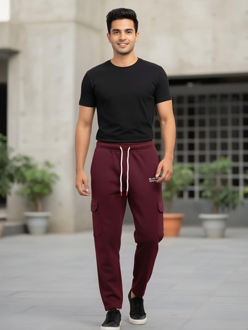 Blue Raven Essentials Burgundy  Cargo Joggers / Trouser