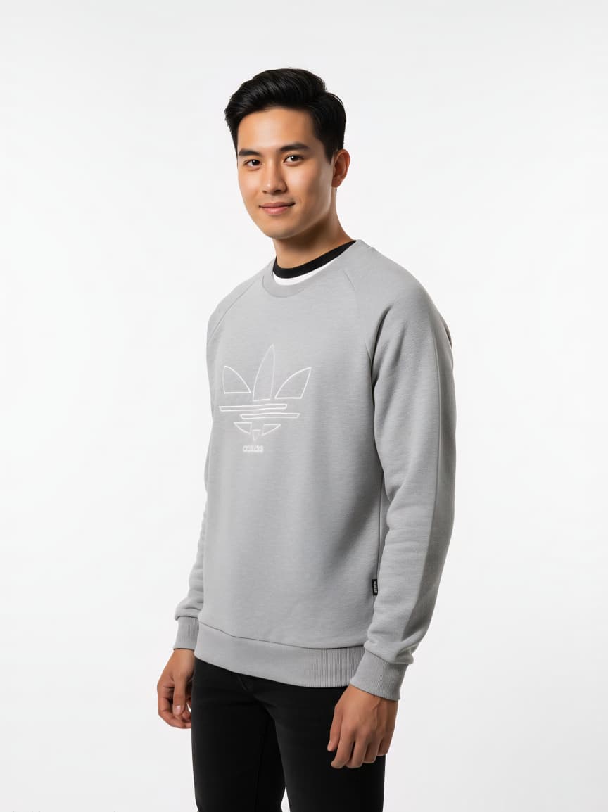Adids Originals Grey Heather Trefol Outline Sweatshirt (Unisex)