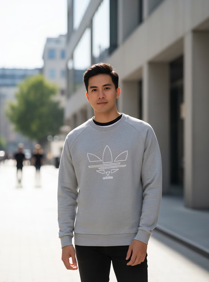 Adids Originals Grey Heather Trefol Outline Sweatshirt (Unisex)