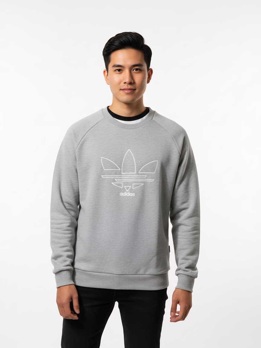 Adids Originals Grey Heather Trefol Outline Sweatshirt (Unisex)