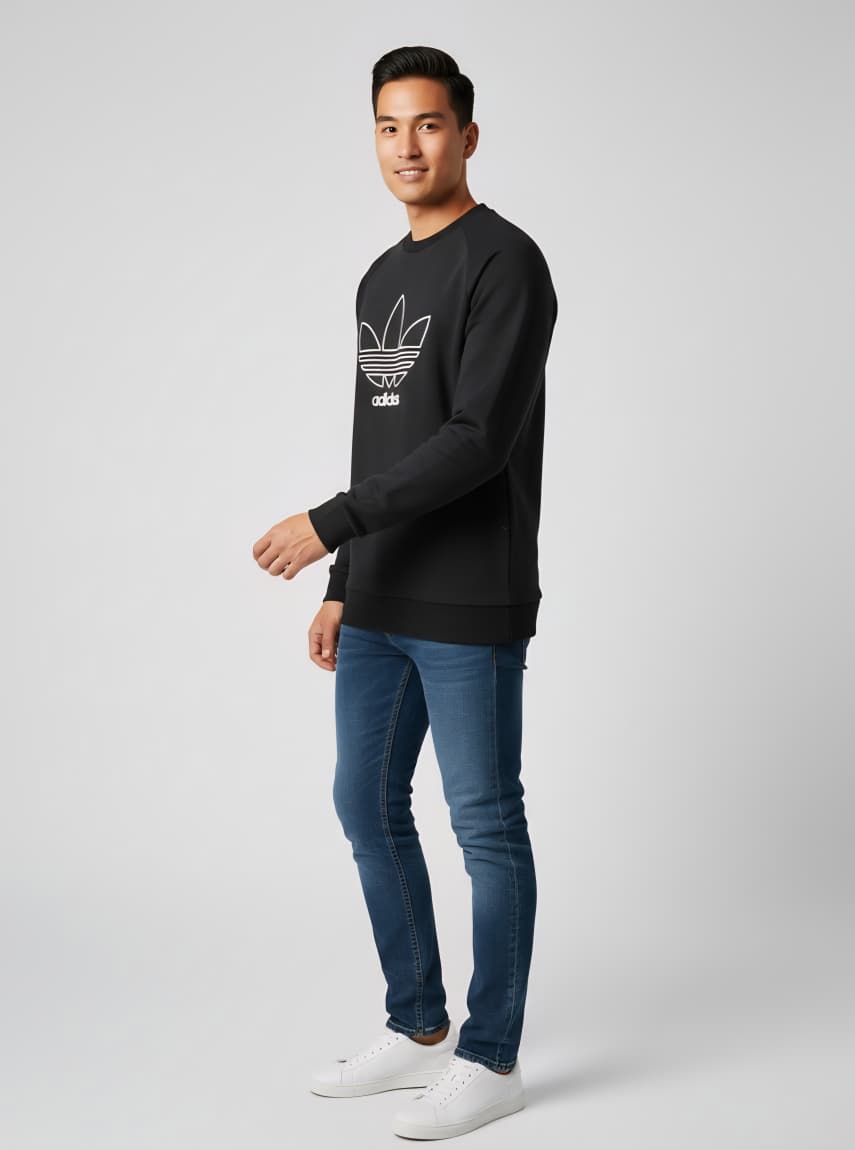 Adids Originals Black Trefol Outline Sweatshirt (Unisex)