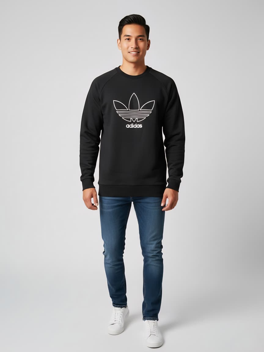 Adids Originals Black Trefol Outline Sweatshirt (Unisex)