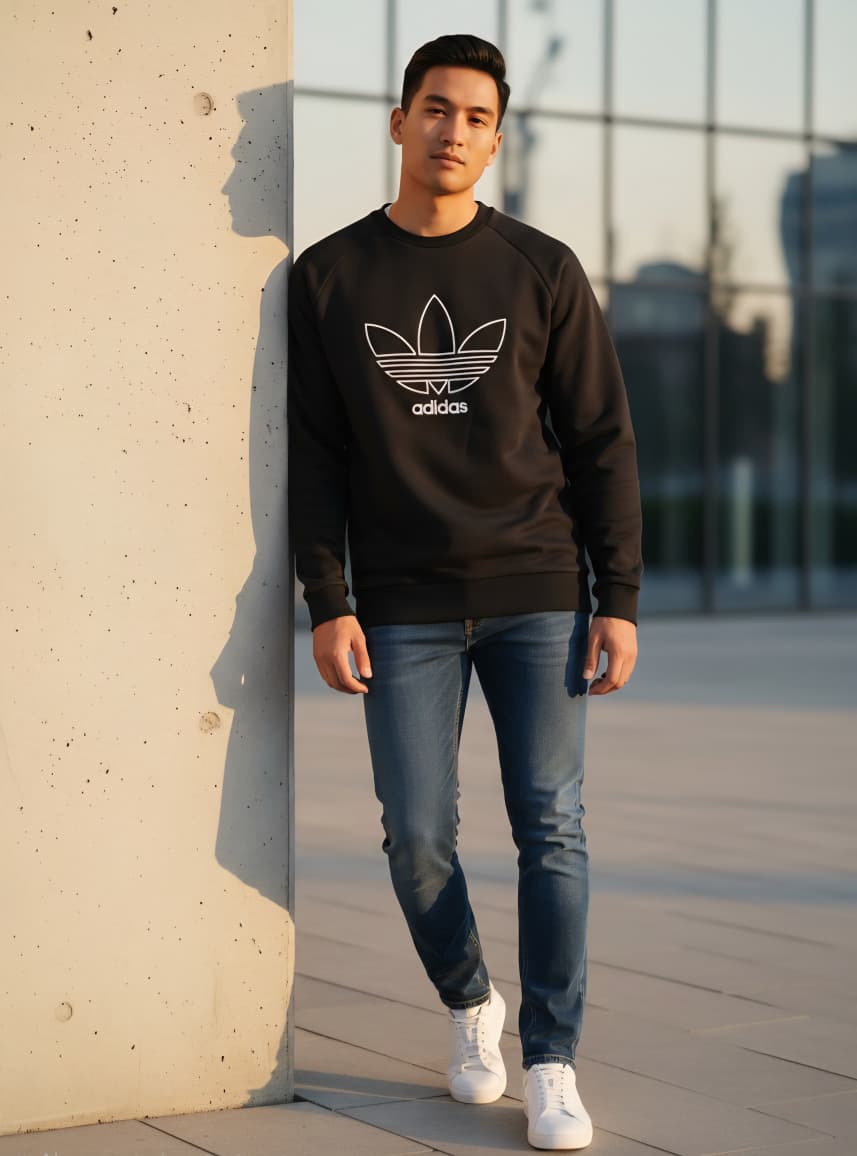 Adids Originals Black Trefol Outline Sweatshirt (Unisex)