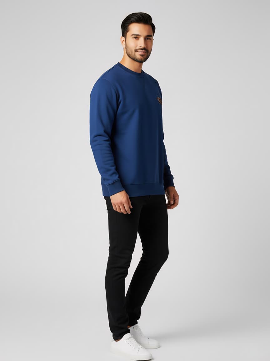 Plo  Royal Blue Fleece Sweatshirt with Embroidered Plo Players