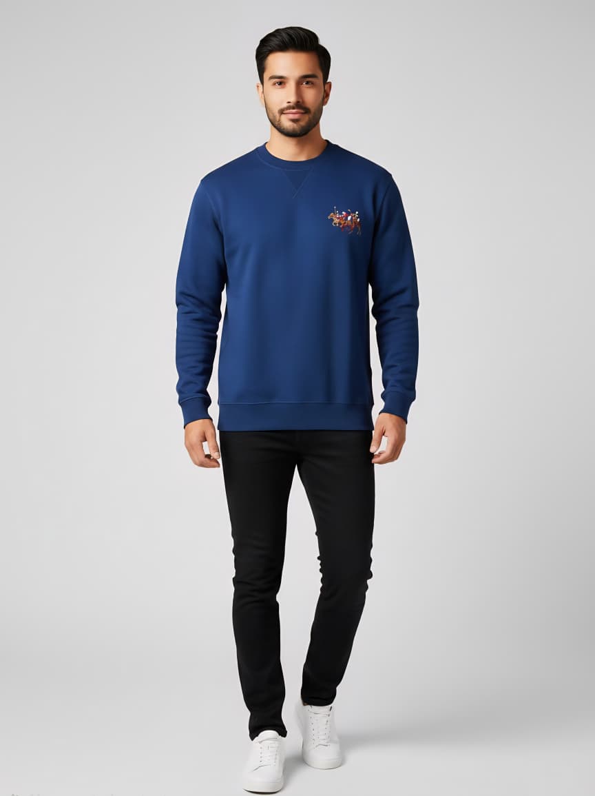 Plo  Royal Blue Fleece Sweatshirt with Embroidered Plo Players